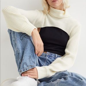 Cream Cropped Turtleneck Sweater